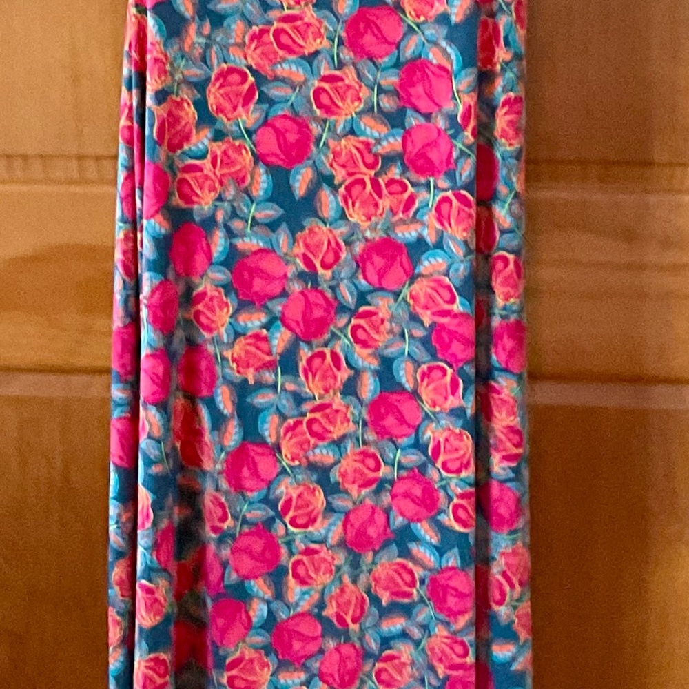 LuLaRoe Max Teal with Pink Flowers